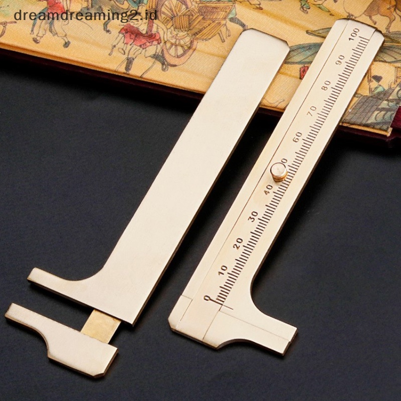 (drea) Timbangan Kuningan Mini80 /100mm Sliding Gauge Vernier Caliper Penggaris Pengukur Saku //