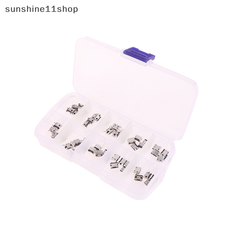 Sho 50Pcs /Box 10model Micro USB Female 5pin DIP Tipe B SMT USB Konektor Plug N