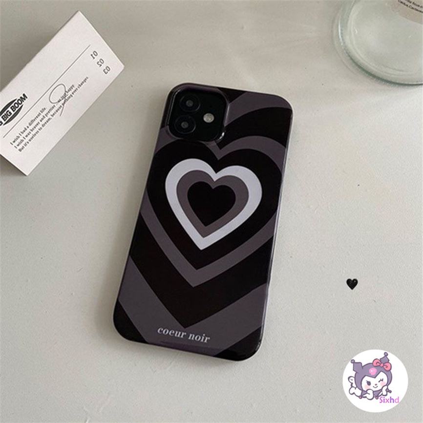 IPHONE Kompatibel Untuk Iphone14 13 12 11 Pro Max SE 2020 X Xr Xs Max8 7 6Plus Silikon Ins Hitam Cinta Hati Ponsel Case Lembut Anti Jatuh Pelindung TPU Cover