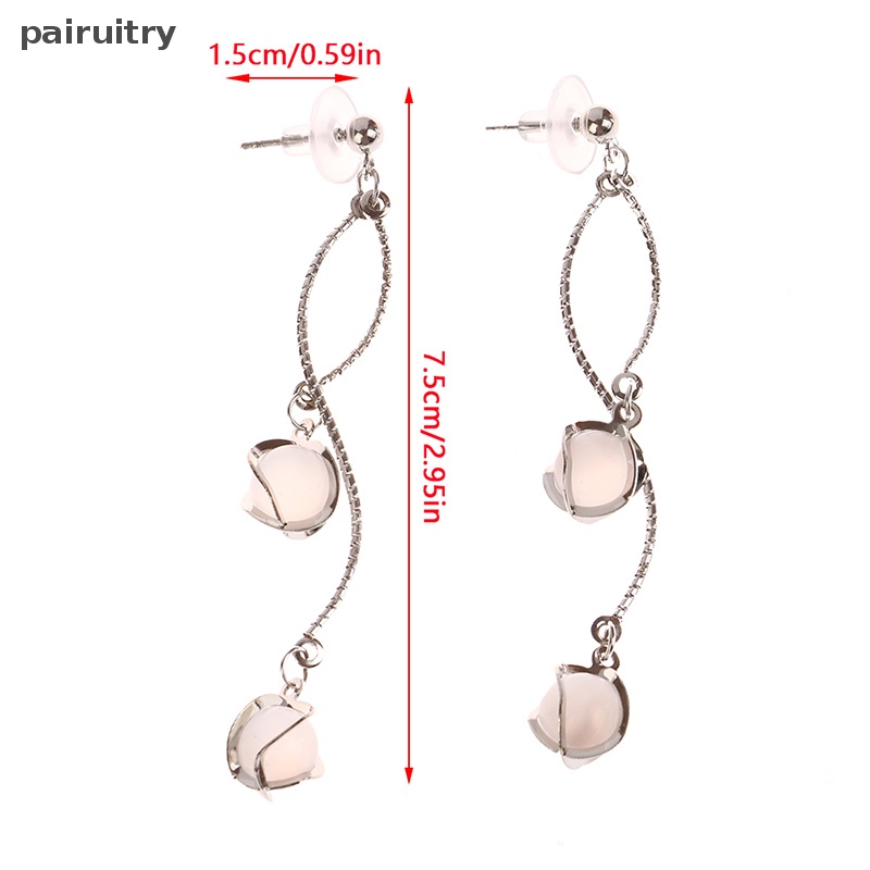 Prt Wanita Panjang Drop Anting Bulat Potong Permata Sintetis Bridal Wedding Jewelry Decor PRT