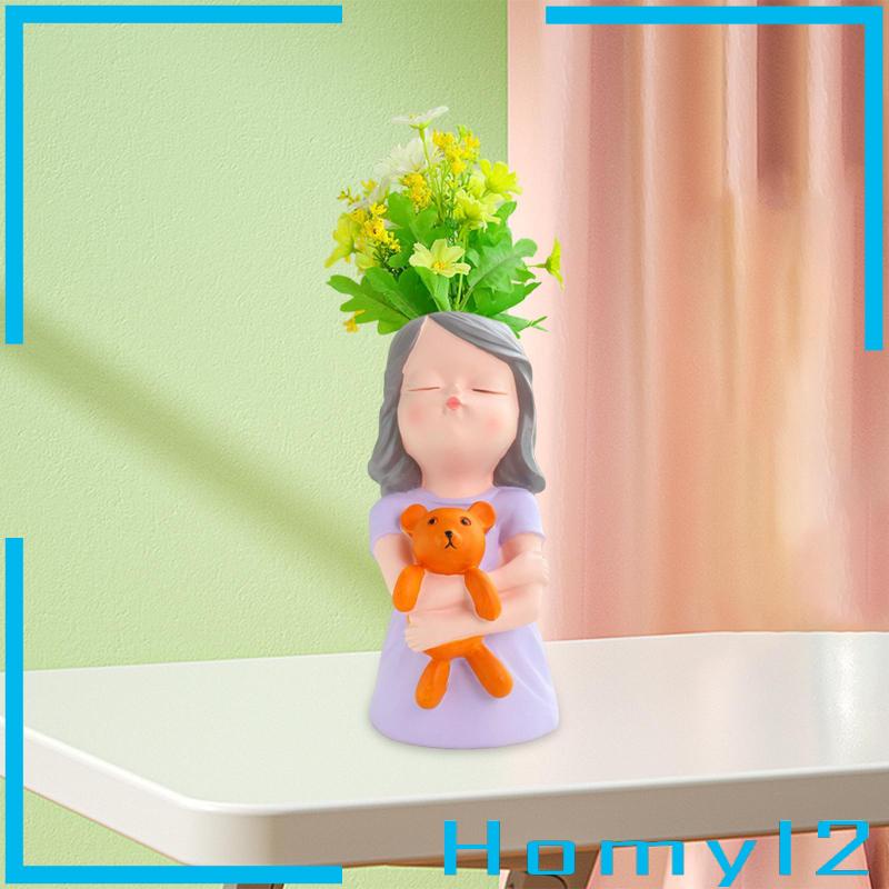 [HOMYL2] Vas Ornamen Planter Girl Head Planter Lucu Untuk Pintu Masuk Ruang Tamu Kantor