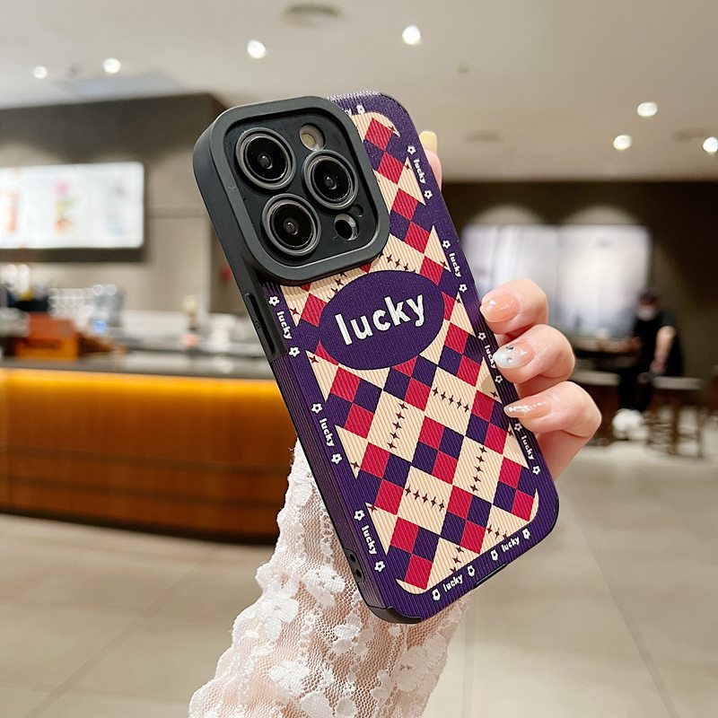 Lamb Skin Pretty Rhombic lattice Lucky Soft Case IPhone 7 Plus 8 Plus X XS XR XS Max 11 13 12 14 PRO Max 14 Plus SE Phone Case Girl Women's Fashion