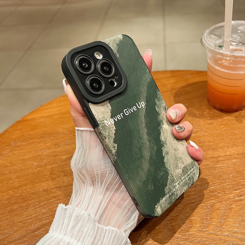 IPHONE Untuk Iphone14 13 12 11 Pro Max X XR XS Max7 8 Plus Vintage Hijau Pantai Tekstur Vertikal Kulit Pelindung Soft case