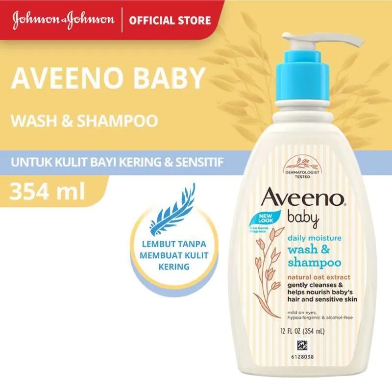 Aveeno Baby Daily Moisture Wash &amp; Shampoo - Sabun &amp; Sampo Bayi 354 ml