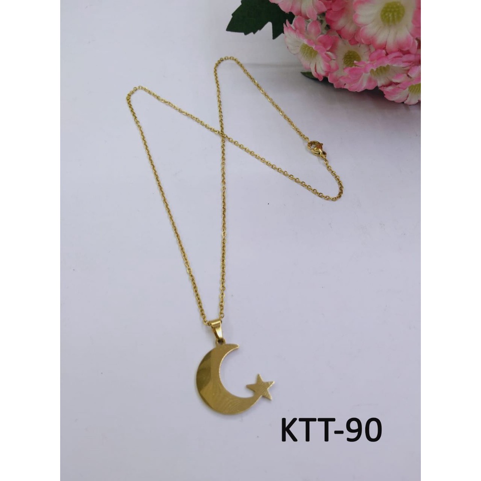 KALUNG TITANIUM EMAS GOLD BULAN BINTANG DIAM TERMURAH / DUNIA GELANG