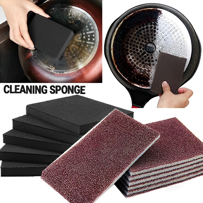 Spons Hitam Scrub Nano Emery Penghilang Karat Carborundum Magic Cleaning Brush Pembersih Kerak Lap Scrub Panci Wajan Dan Piring Gadget Dapur Rumah Tangga