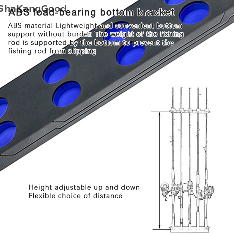 Skid Fishing Rod Holder Rak Batang Dinding Vertikal Simpan Hingga 10batang Tempat Pancing Holder Alat Penyimpanan 4warna SKK