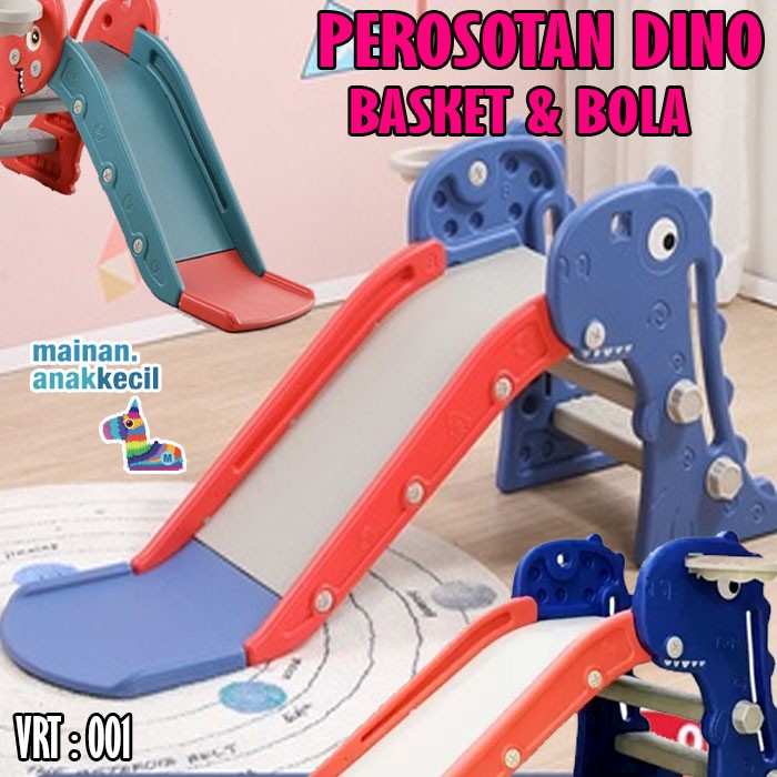 Mainan Toys Anak Kado Perosotan VRT 001 Dino Ring Basket + Bola  Merah Ulang Tahun Import Murah