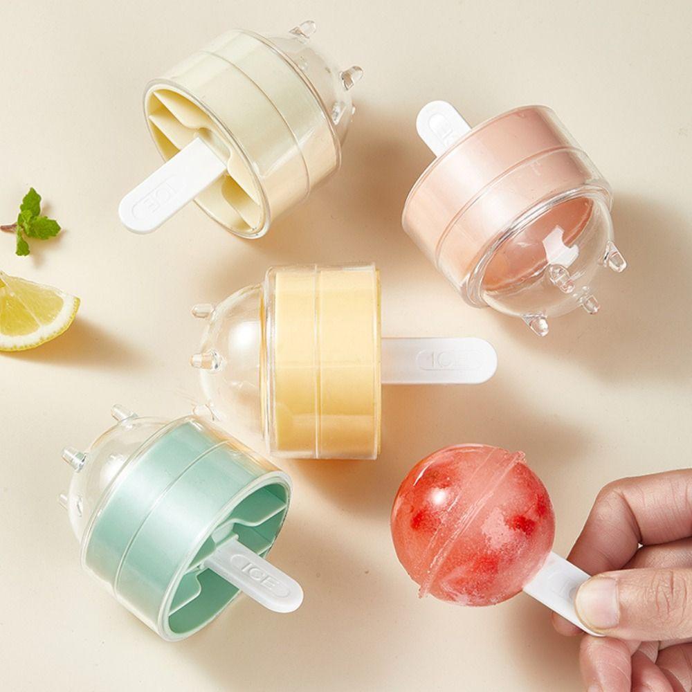 [Elegan] Ice Ball Maker Party 4pcs Cocktails DIY Plastik Dengan Stik Es Loli Cetakan Hoki Es