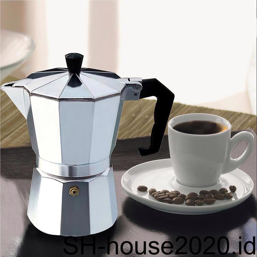 Aluminium Coffee Maker Italian Espresso Latte Aman Anti Panas Percolator Kettle Universal Octagonal Untuk Dapur Rumah Kantor