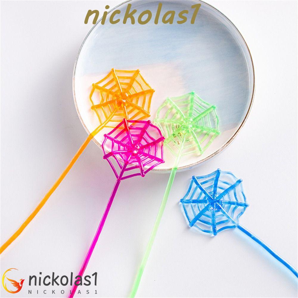 Nickolas1 10pcs Sticky Spider Web Carnival Prizes Novelty Toys Hadiah Ulang Tahun Mainan Anak Pinata Fillers Untuk Anak Elastis Spider Web