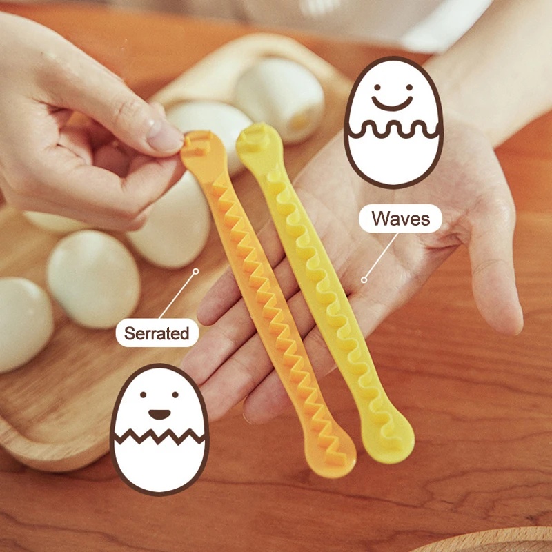 2pcs /set Telur Rebus Gelombang Pemotong Mewah Mengiris Telur Gadget Bahan PP Food grade Smiley Egg Engraving Cetakan Kreatif Telur Renda Slicer Alat Aksesoris Dapur