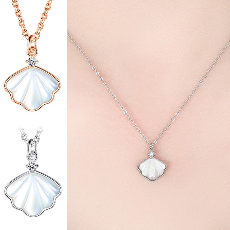 Fashion Aksesoris Perhiasan Kalung Liontin Tembaga Kalung Perempuan Rantai Klavikula Temperamen Sederhana Korea Pribadi Mutiara Shell Liontin Hadiah Ulang Tahun