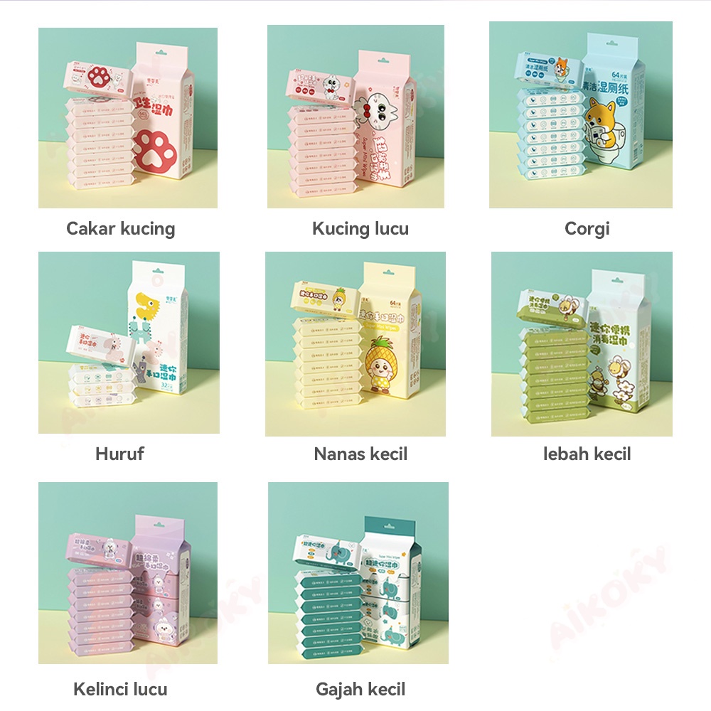 AIKOKY 8PCS/Set Tisu Basah Mini / Portable Wet Wipes