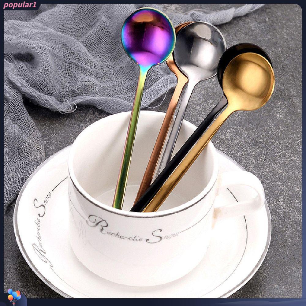 Populer Sendok Kopi Sendok Bulat Kecil Warna Solid Nordic Style Dessert Spoon