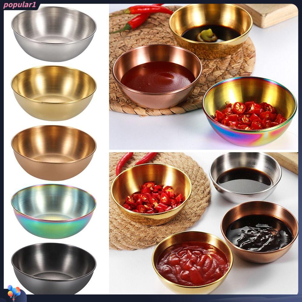 Populer 2Pcs Seasoning Dish Round Side Dish Appetizer Tray Cangkir Saus Makanan Kecil