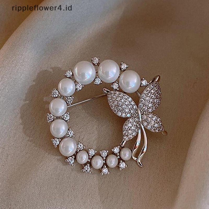 {rippleflower4.id} Fashion Pria Wanita Wanita Bros Lucu Surat Raja Sweater Mantel Aksesoris Bros Pesta Pernikahan Bros Pin Berpohon Raja Surat Bros Mutiara Bros Perhiasan Gi