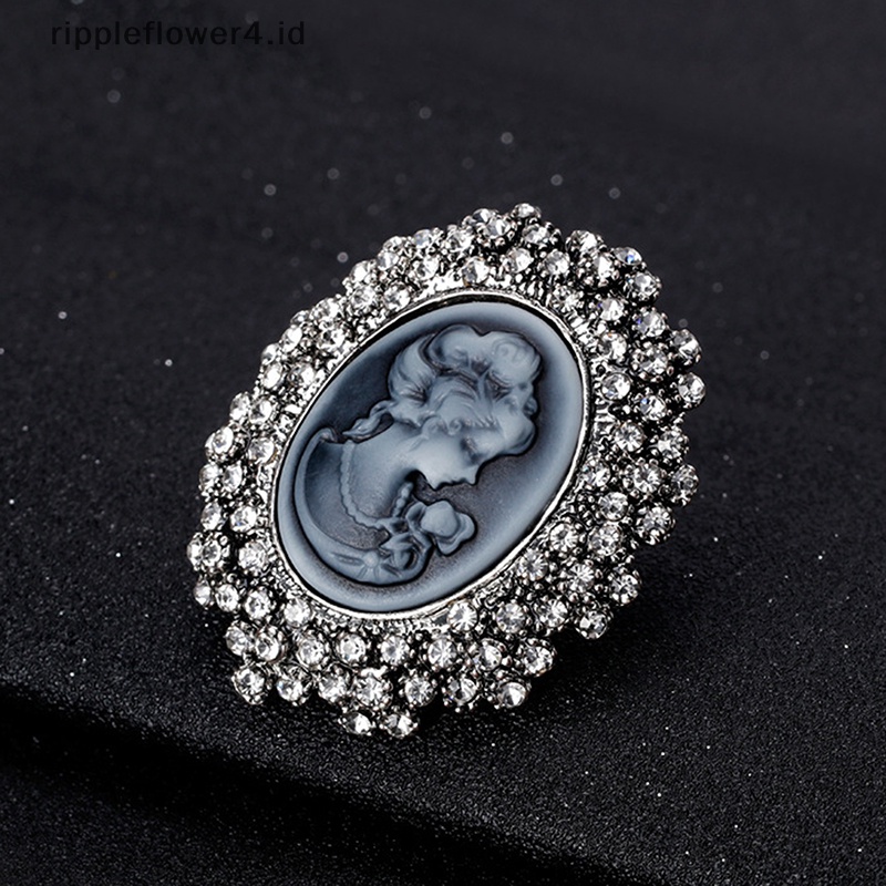 {rippleflower4.id} 1pc Vintage Cameo Victorian Gaya Kristal Pesta Pernikahan Wanita Liontin Bros Pin~