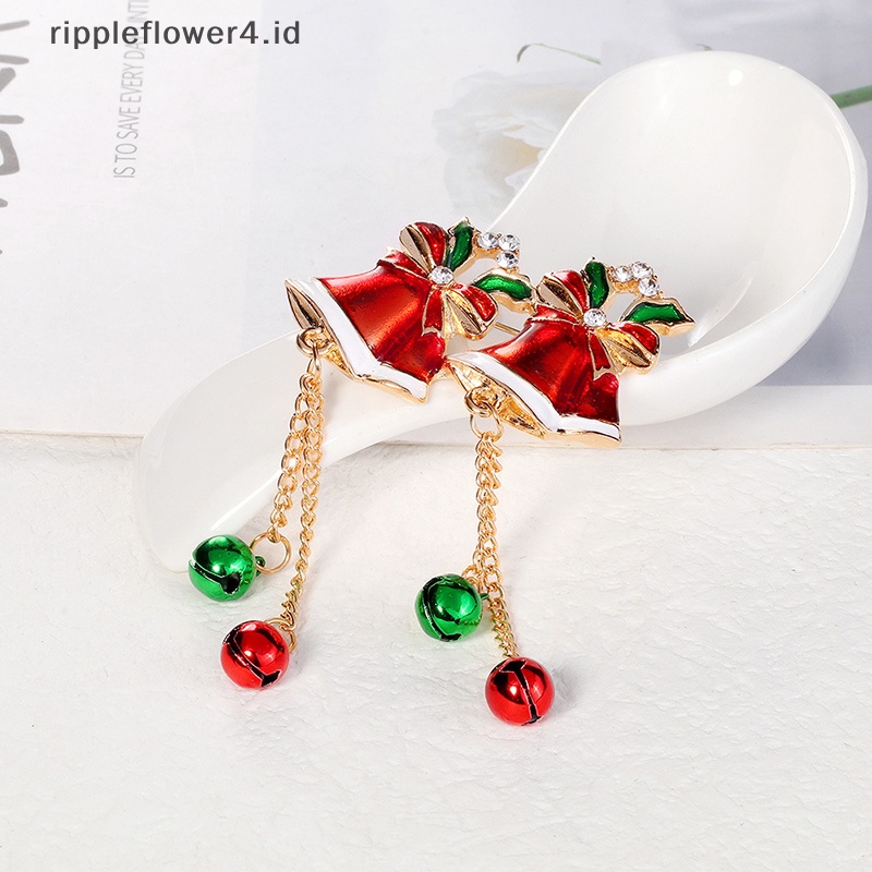 {rippleflower4.id} 1 Pcs Natal Bros Pin Berlian Imitasi Dicat Tetes Minyak Perhiasan Bros~
