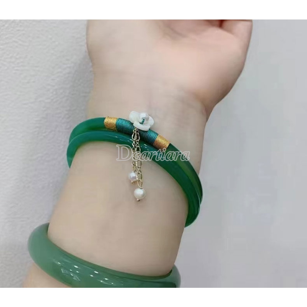 Gelang Rumbai Bunga Mutiara Fashion Gaya Vintage Gelang Fashion Kerajinan Tangan Sederhana