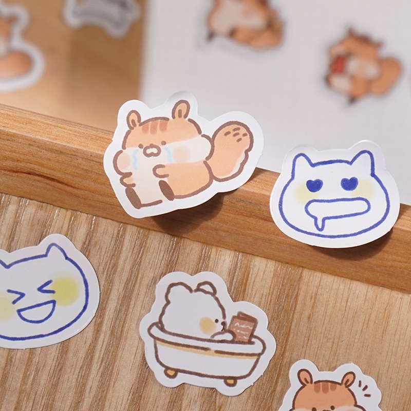 [Gongjin] Sticker Etori 40pcs Mini Bag / Lot Stiker Kertas Gambar Kucing Kawaii Untuk Diary Bujo Jurnal Journal Scrapbook Bullet Journaling