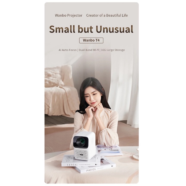 AKN88 - WANBO T4 - Smart Android Projector 1080P Full HD - 450 ANSI Lumens