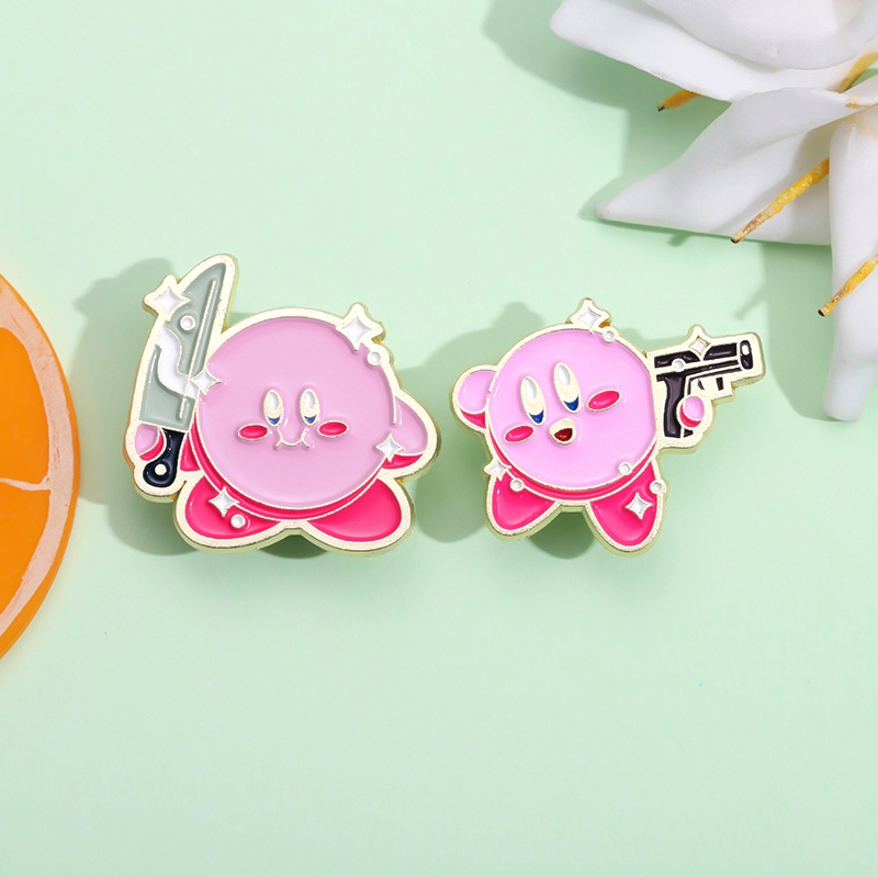 Permainan Anime Kirby Bros Enamel Logam Pin Ransel Pakaian Lapel Lencana Kartun Perhiasan Hadiah Untuk Teman Penggemar