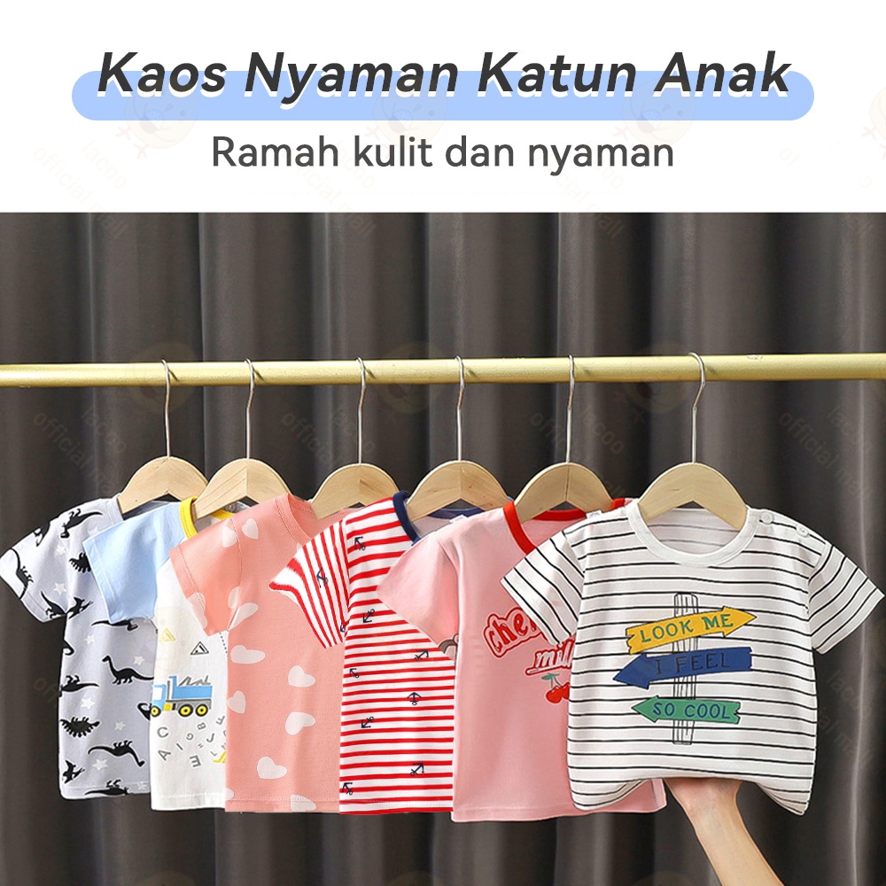 Lacoo Kaos anak laki laki perempuan Baju atasan anak lengan pendek karakter