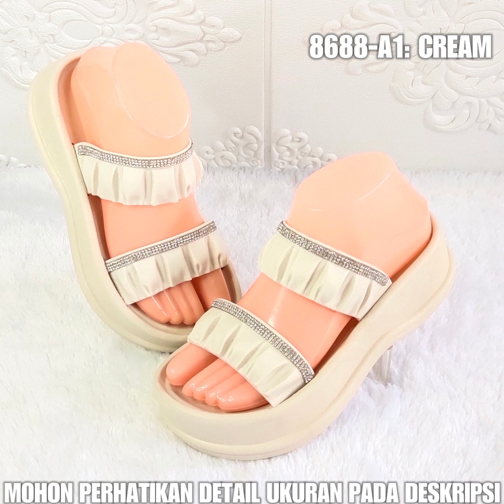 Sandal Selop Wedges 8688 A1 Sendal Wanita Karet Jelly Import Sol Tebal AntiAir SDLWW