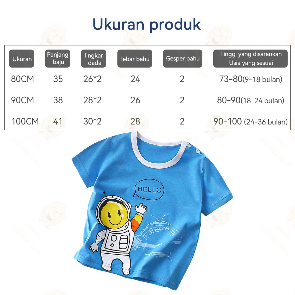 Lacoo Kaos anak laki laki perempuan Baju atasan anak lengan pendek karakter