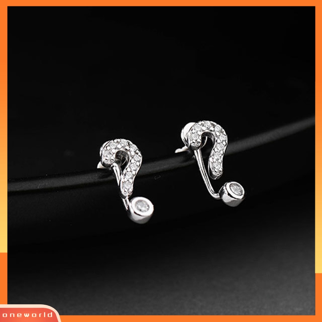 [WOD] 1pasang Anting Pejantan Tanda Seru Asimetris Wanita Tanda Tanya Kecil Ear Studs Perhiasan Hadiah