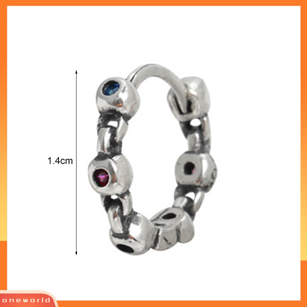 [WOD] 1pc Wanita Anting Lingkaran Warna-Warni Berlian Imitasi Perhiasan Vintage Geometris Hoop Earring Untuk Pesta Perjamuan Pernikahan Prom