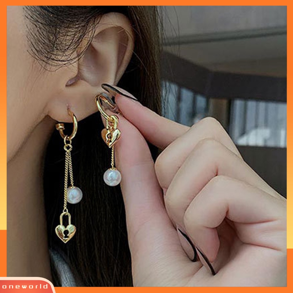 [WOD] 1pasang Anting Menjuntai Menawan Pengerjaan Halus Alloy Indah Bentuk Hati Ear Rings Drop Untuk Wanita