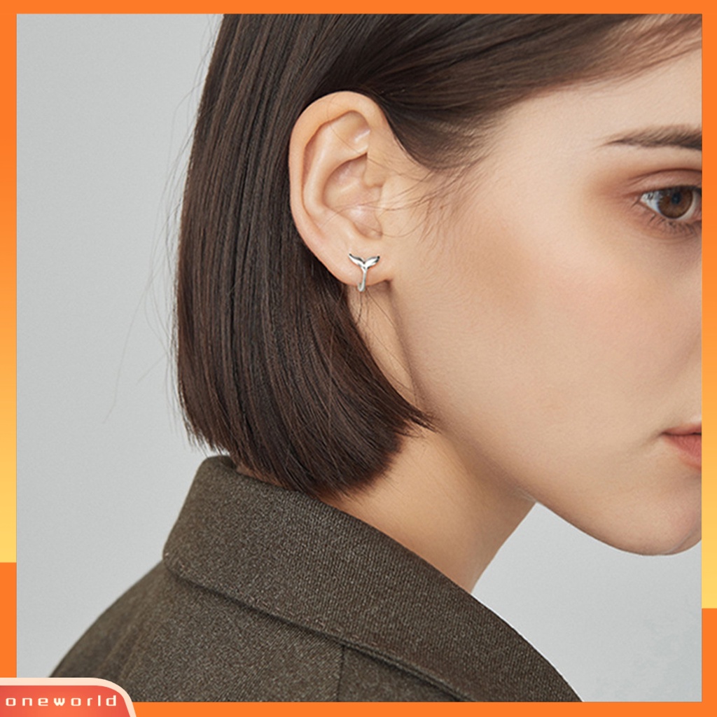 [WOD] 1pc Hoop Earring Temperamen Kilau Terang Tindik Geometris Electroplating Hias Hadiah Mermaid Tail Lingkaran Anting Wanita Fashion Perhiasan Untuk Pakaian Sehari-Hari