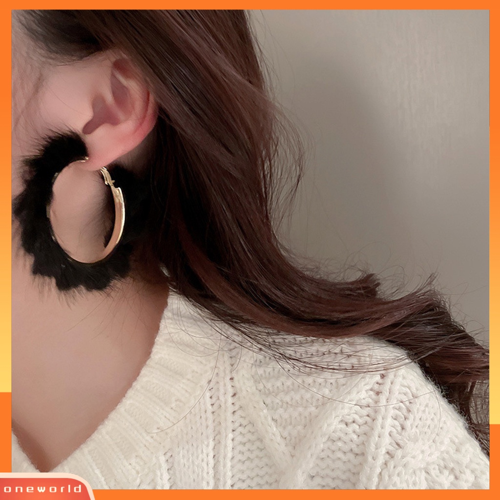 [WOD] 1pasang Anting Hoop Berlebihan Besar Cincin Emas Hadiah Fashion Perhiasan Warna Solid Mewah Wanita Huggie Earrings Untuk Pesta