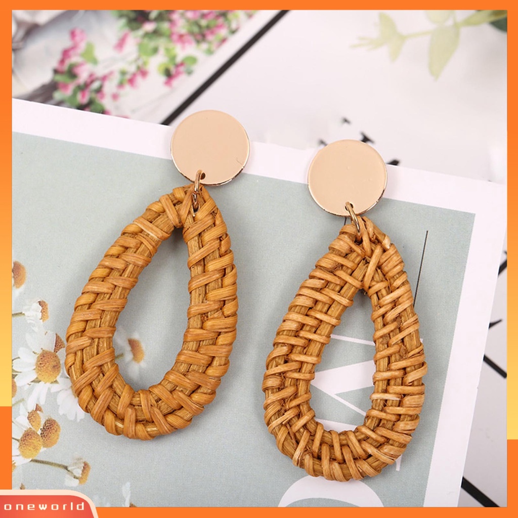 [WOD] 1pasang Anting Wanita Handmade Geometris Vintage Ringan Elegan Menjuntai Earrings Untuk Perjamuan