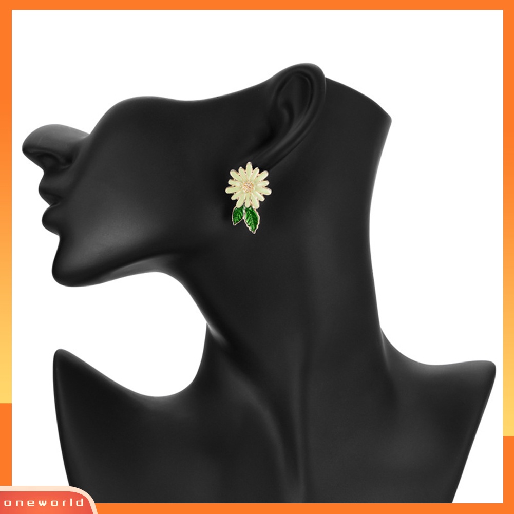 [WOD] Fashion Wanita Marguerite Bunga Enamel Alloy Stud Anting Tindik Perhiasan Hadiah