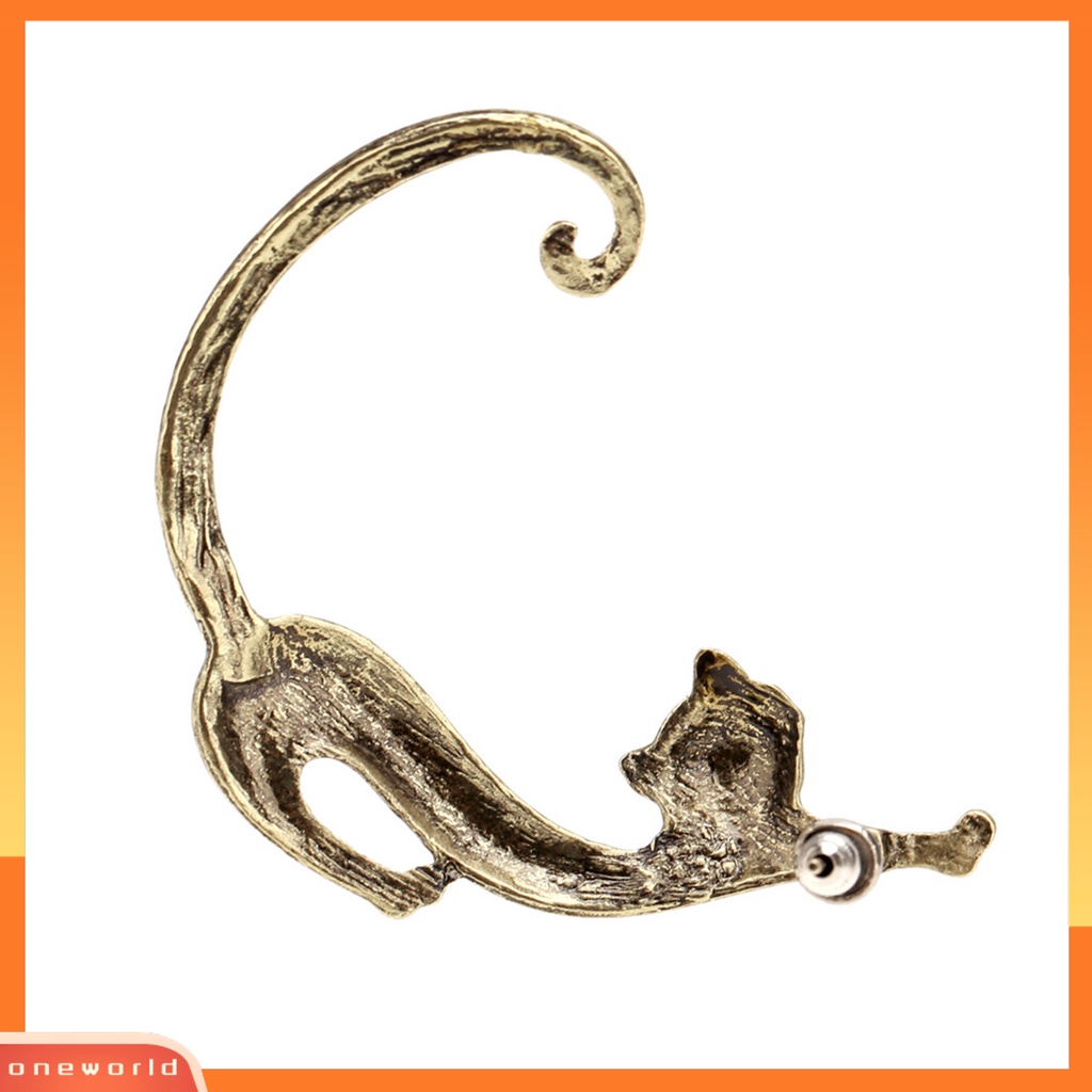 [WOD] Vintage Enchanting Kitten Ear Hook Earrings Aksesoris Perhiasan Ekor Kucing Stereo