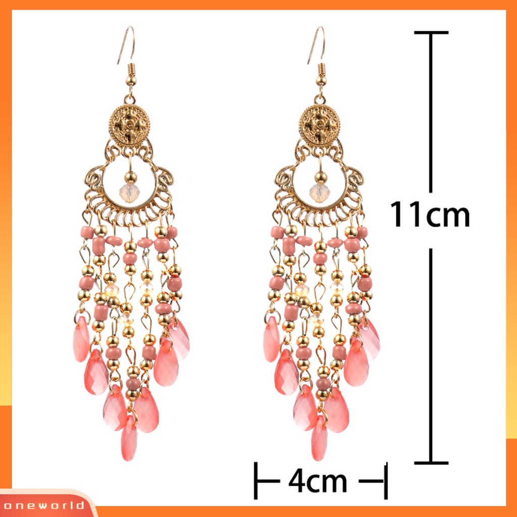 [WOD] 1pasang Drop Earrings High-end Berongga Keluar Manik-Manik Gaya Bohemia Rumbai Wanita Anting Kait Perhiasan Pacaran