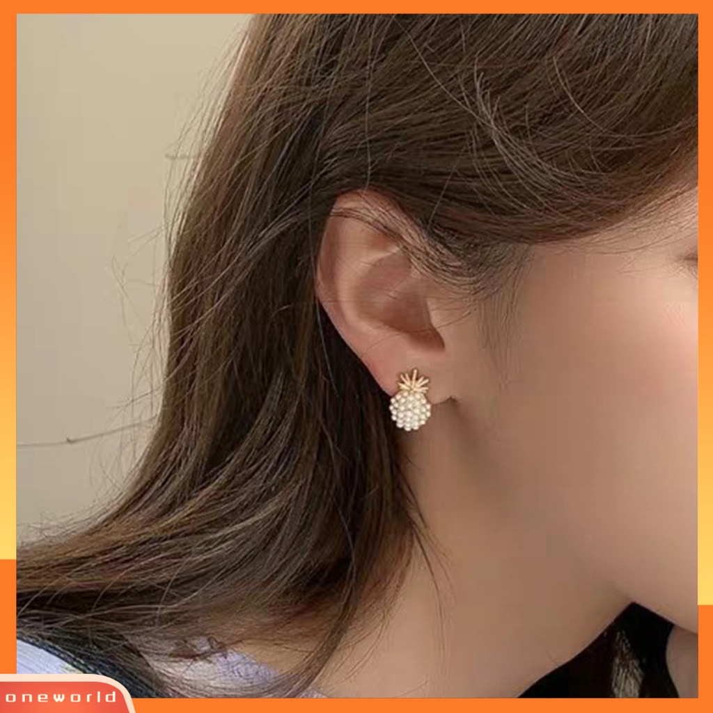 [WOD] 2pcs Anting Stud Indah Retro Metal Bentuk Nanas Ear Stud Untuk Pesta