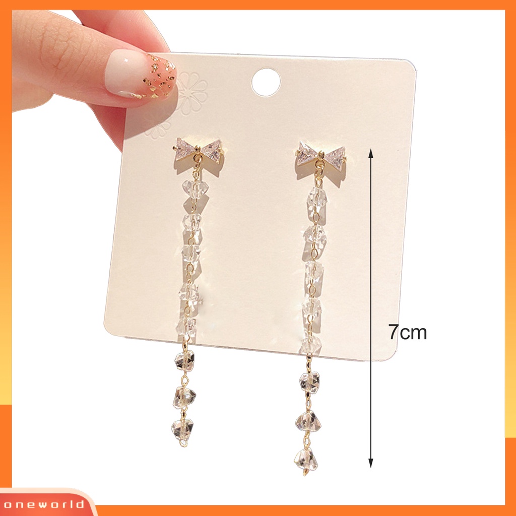 [WOD] 1pasang Drop Earrings Mutiara Imitasi Rumbai Berlebihan Vintage Bow-knot Stud Earrings Hadiah Ulang Tahun