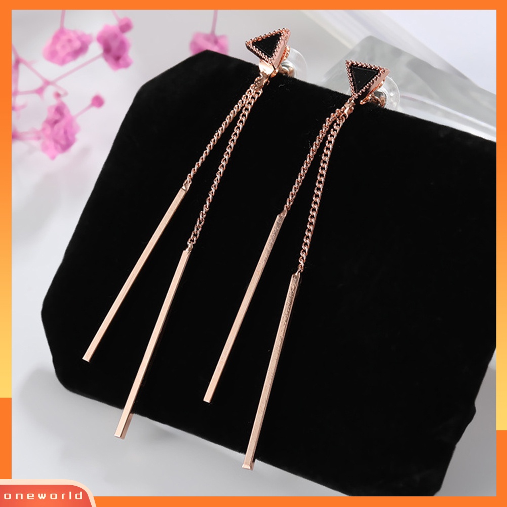 [WOD] Fashion Pesta Malam Wanita Segitiga Panjang Rumbai Bar Menjuntai Stud Earrings Hadiah