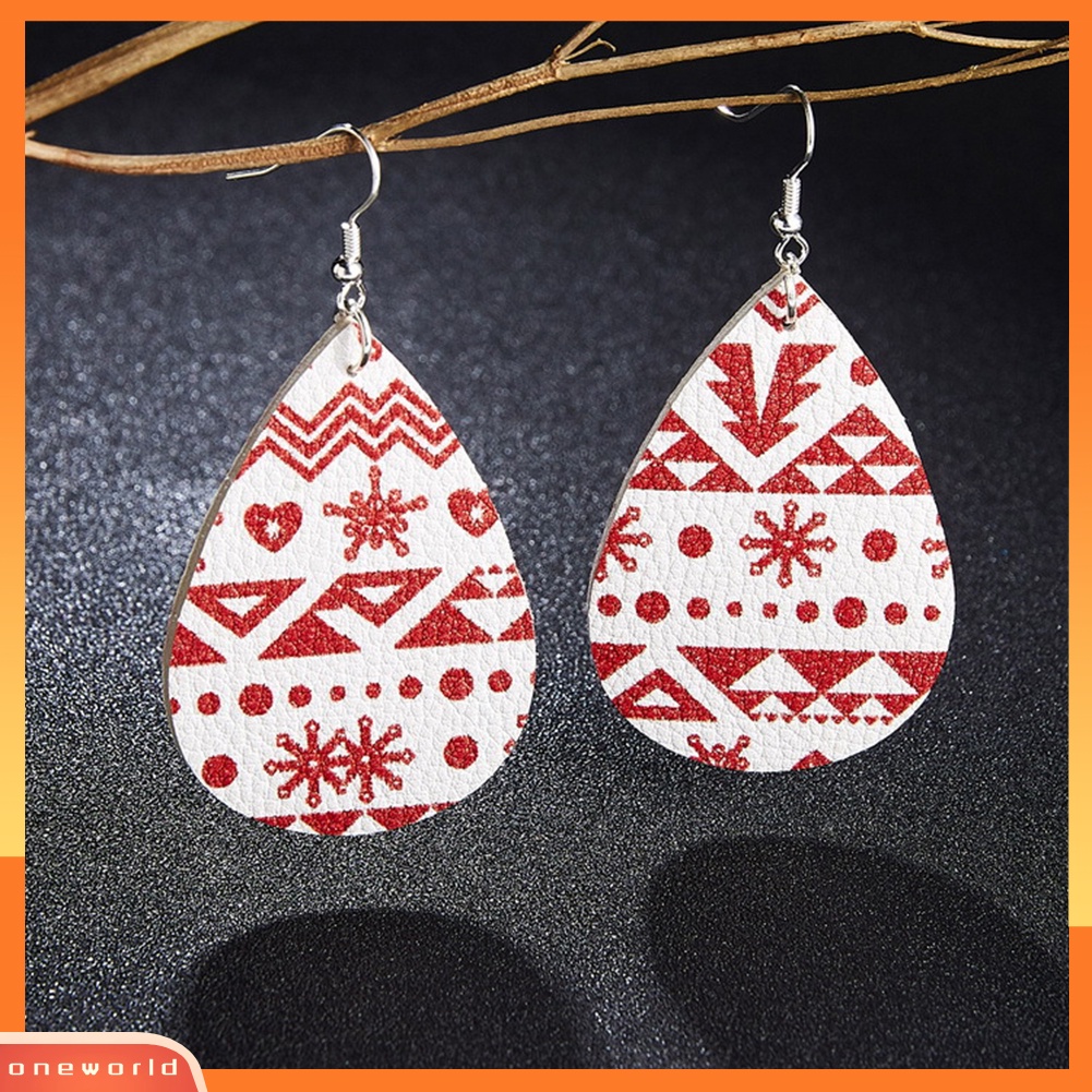 [WOD] Wanita Xmas Topi Snowflake Elk Waterdrop Menjuntai Kait Anting Pesta Perhiasan Hadiah