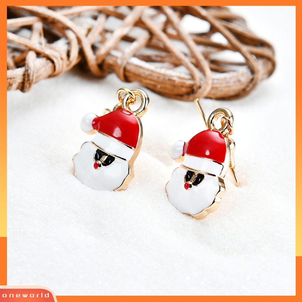 [WOD] 6pasang Santa Claus Snowflake Jingle Bell Ear Hook Wanita Anting Xmas Perhiasan