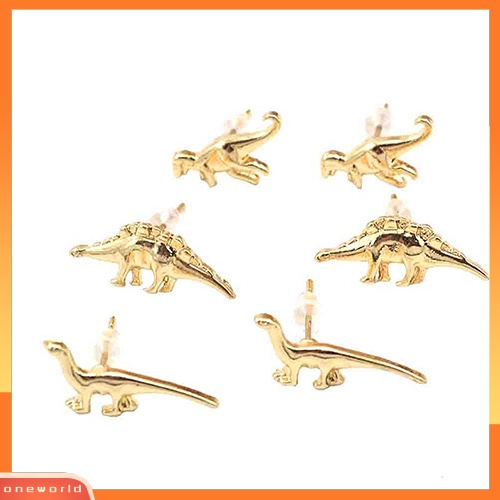 [WOD] 3pasang Wanita Vintage Punk Hewan Dinosaurus Bentuk Telinga Tindik Giwang Anting