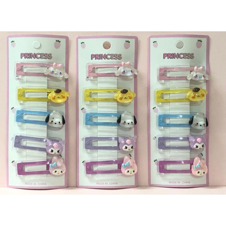 PGC (1set isi 5pcs) Jepit Rambut Kartun Lucu Sanrio Klip Poni Korea Fashion Lucu Gaya Akseoris Fashion