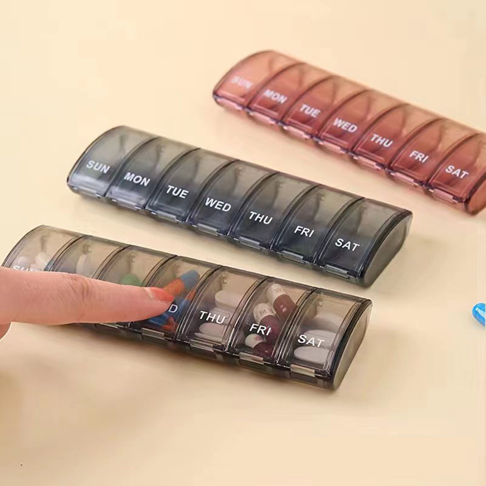 7hari Kotak Bola Food Grade Sealed Portable Mini Medicine Organizer Kotak Obat Penyimpanan Bola Mingguan Ball Case Container