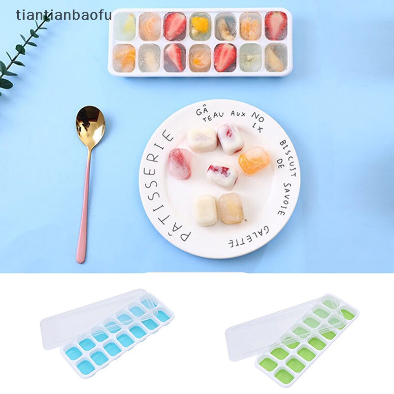 [tiantianbaofu] 1pc 14kisi Es Batu Silikon Cetakan Tray DIY Square Ice Tray Cetakan Aksesoris Butik