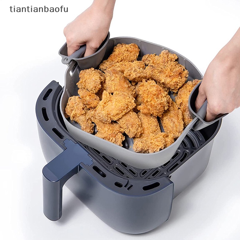 [tiantianbaofu] 8.27in Silikon Air Fryer Basket Liners Persegi Reusable Aksesoris Dapur Butik