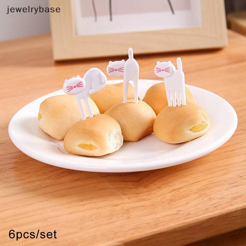 [jewelrybase] 6pcs Mini Anak Hewan Makanan Buah Picks Garpu Kotak Makan Aksesoris Dekorasi Alat Butik